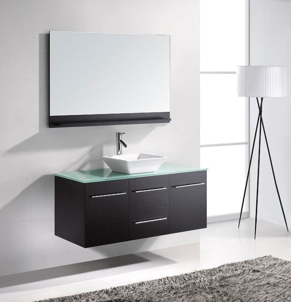 Virtu USA Marsala 48 Single Bathroom Vanity Cabinet Set in Espresso w/ Tempered Glass Counter-Top