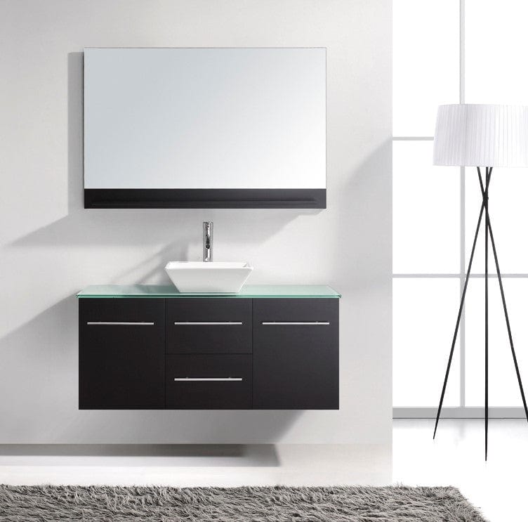 Virtu USA Marsala 48 Single Bathroom Vanity Set in Espresso w/ Tempered Glass Counter-Top