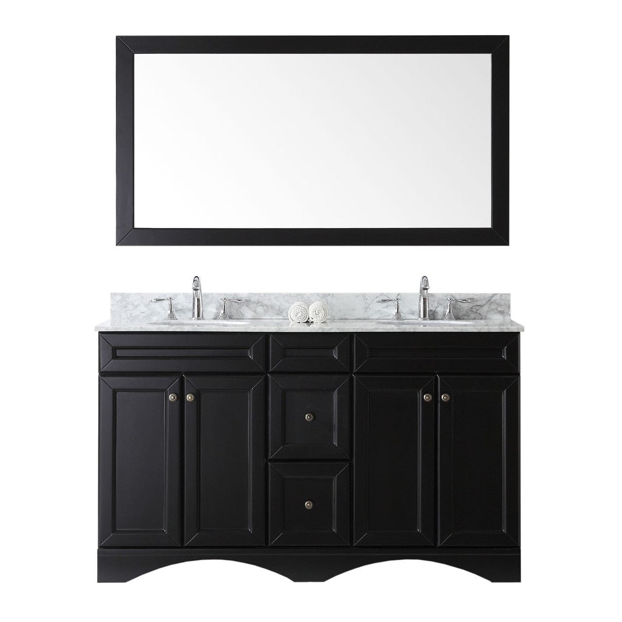 Virtu USA Talisa 60" Double Round Sink Espresso Top Vanity in Espresso with Mirror