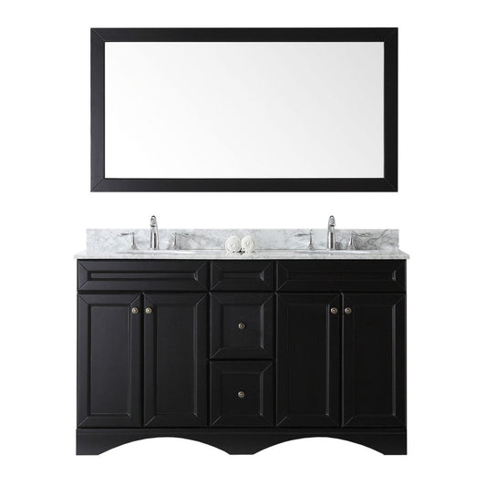 Virtu USA Talisa 60" Double Round Sink Espresso Top Vanity in Espresso with Mirror