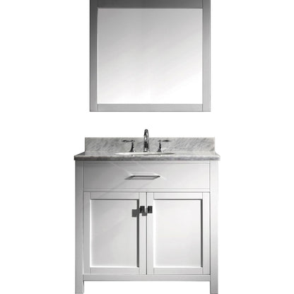 Caroline 36" Single Bathroom Vanity Set in White l Italian Carrara White Marble Counter-Top