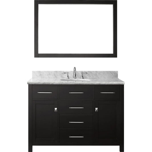 Caroline 48" Single Bathroom Vanity Set in Espresso / Italian Carrara White Marble Counter-Top