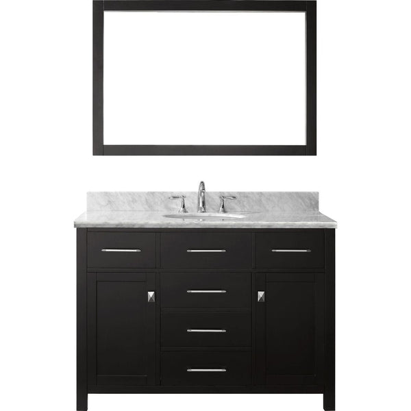 Caroline 48 Single Bathroom Vanity Set in Espresso / Italian Carrara White Marble Counter-Top