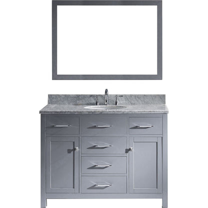 Caroline 48" Single Bathroom Vanity Set in Grey / Italian Carrara White Marble Counter-Top