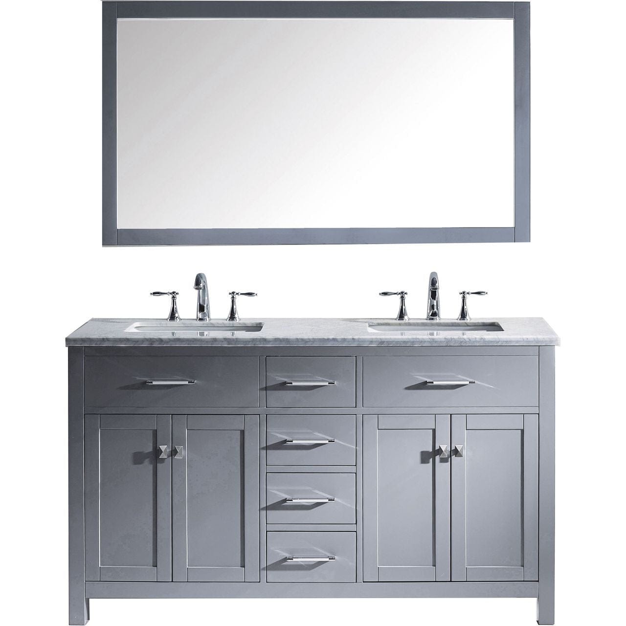 Virtu USA Caroline Avenue 60" Double Bathroom Vanity Cabinet Set in Grey