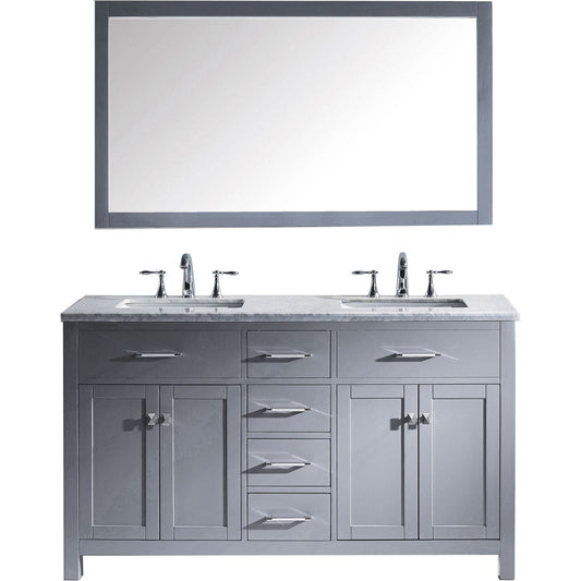Virtu USA Caroline Avenue 60" Double Bathroom Vanity Cabinet Set in Grey