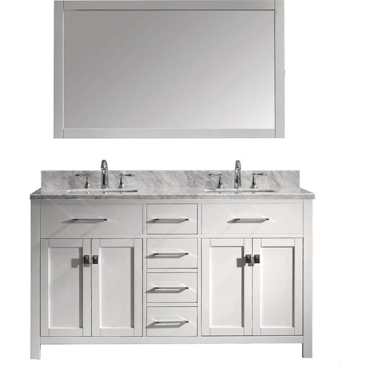 Virtu USA Caroline Avenue 60" Double Bathroom Vanity Cabinet Set in White