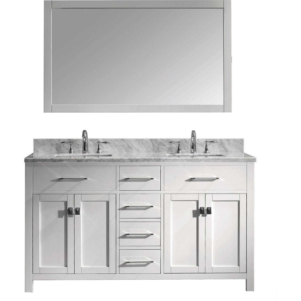Virtu USA Caroline Avenue 60" Double Bathroom Vanity Cabinet Set in White