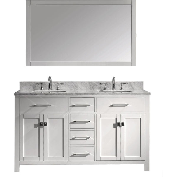 Virtu USA Caroline Avenue 60 Double Bathroom Vanity Cabinet Set in White