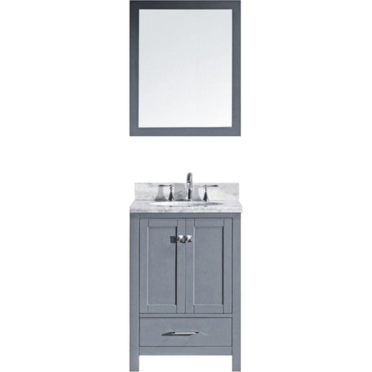 Virtu USA Caroline Avenue 24" Single Bathroom Vanity Set in Grey w/ Italian Carrara White Marble Counter-Top