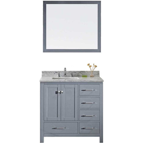 Virtu USA Caroline Avenue 36 Single Bathroom Vanity Cabinet Set in Grey