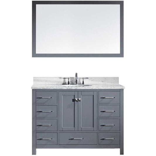 Virtu USA Caroline Avenue 48" Single Bathroom Vanity Cabinet with Round Basin Set in Grey