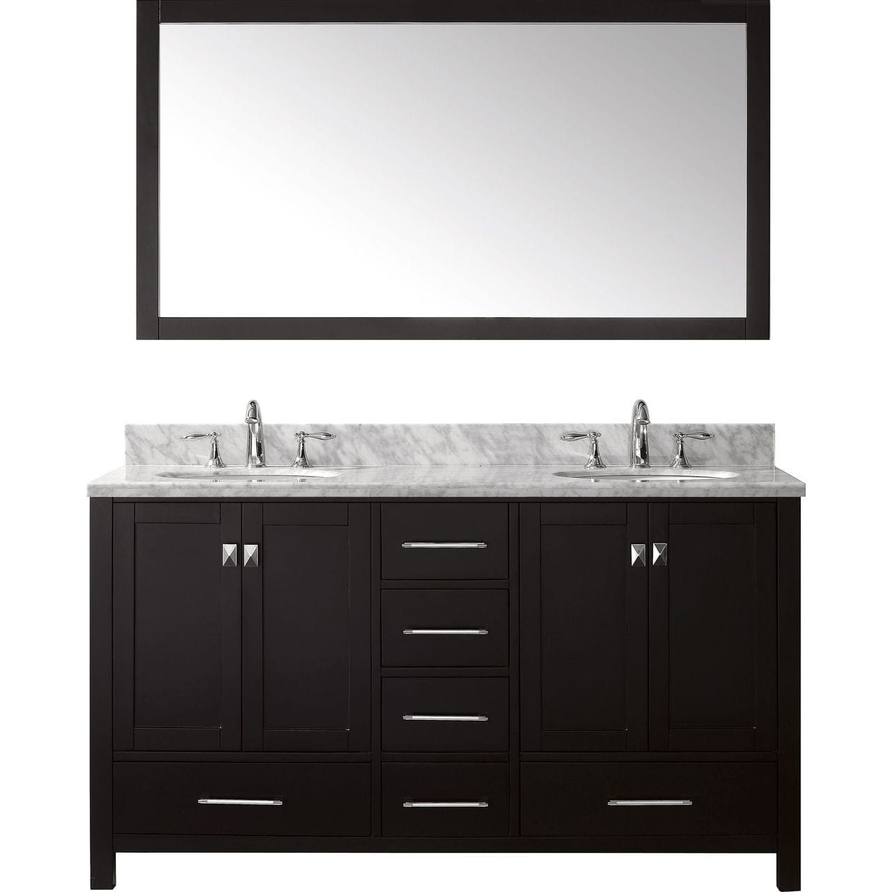 Virtu USA Caroline Avenue 60" Double Bathroom Vanity Set in Espresso