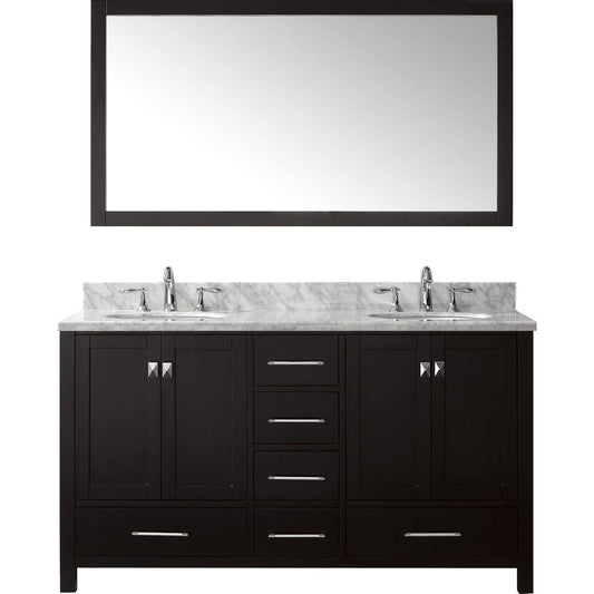 Virtu USA Caroline Avenue 60" Double Bathroom Vanity Set in Espresso