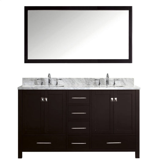 Virtu USA Caroline Avenue 60" Double Bathroom Vanity Cabinet Set in Espresso