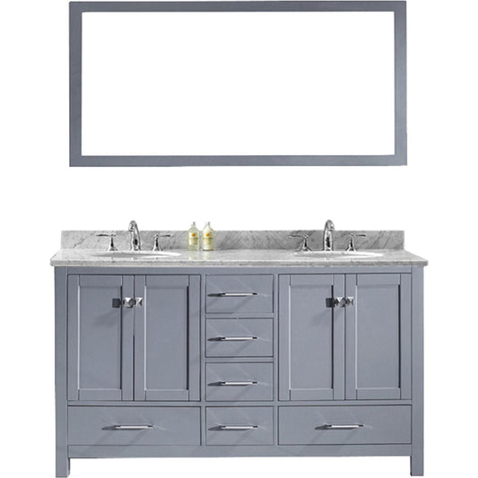 Virtu USA Caroline Avenue 60" Double Bathroom Vanity Set in Grey