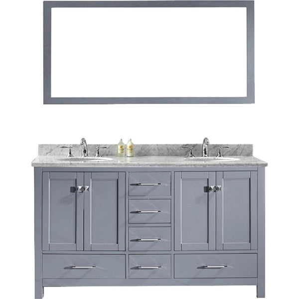 Virtu USA Caroline Avenue 60 Double Bathroom Vanity Set in Grey