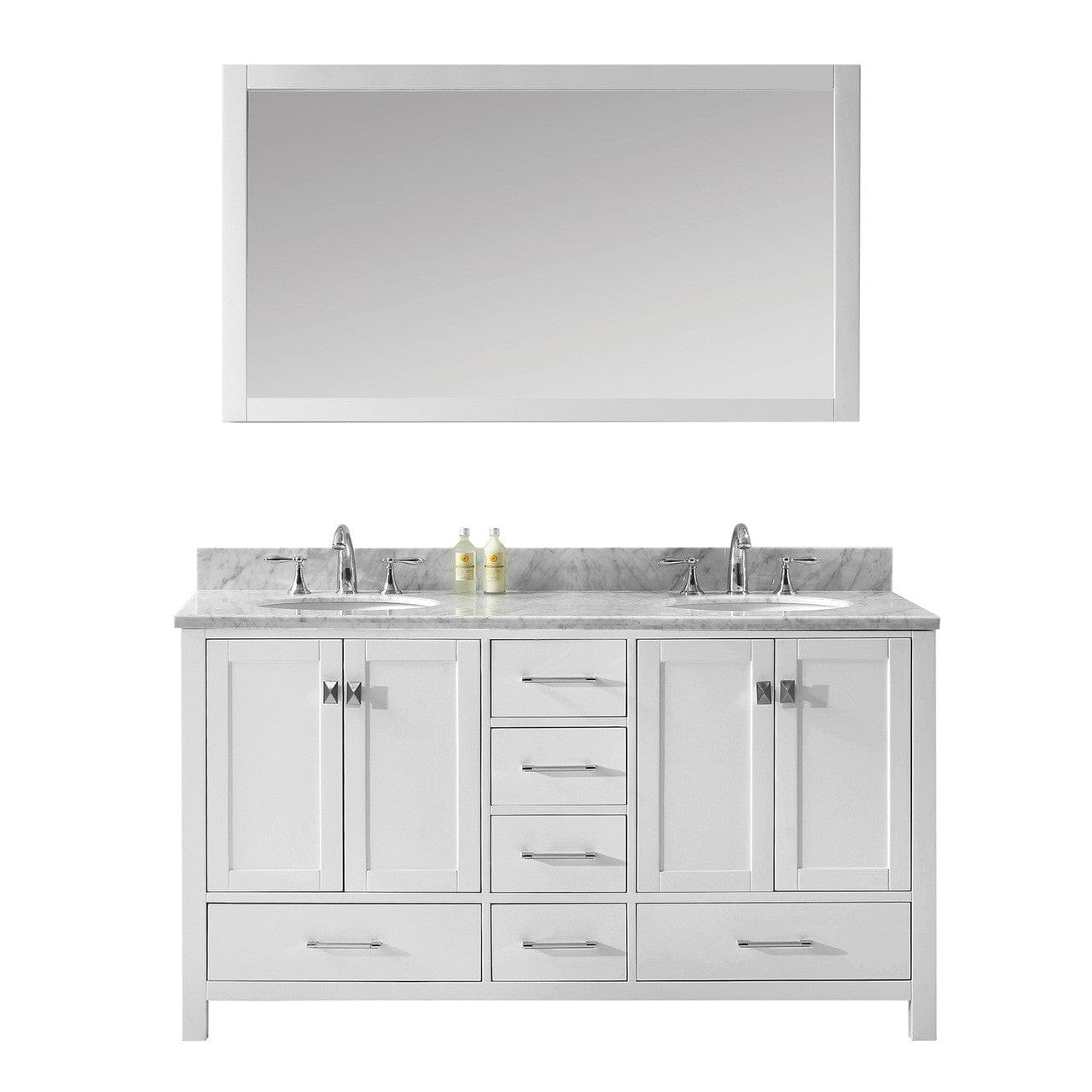 Virtu USA Caroline Avenue 60" Double Bathroom Vanity Set in White