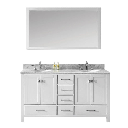 Virtu USA Caroline Avenue 60" Double Bathroom Vanity Set in White