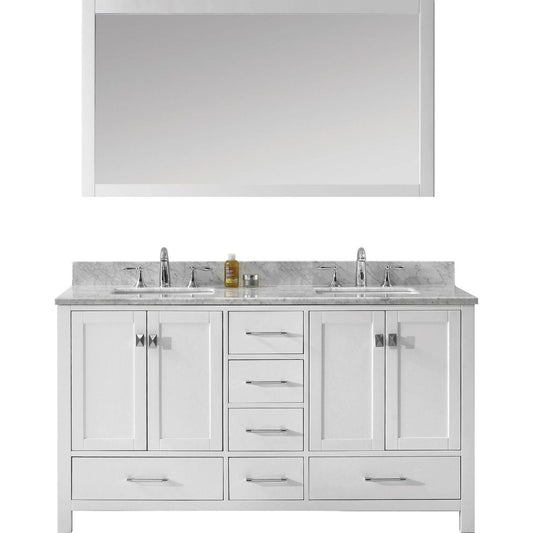 Virtu USA Caroline Avenue 60" Double Bathroom Vanity Cabinet Set in White