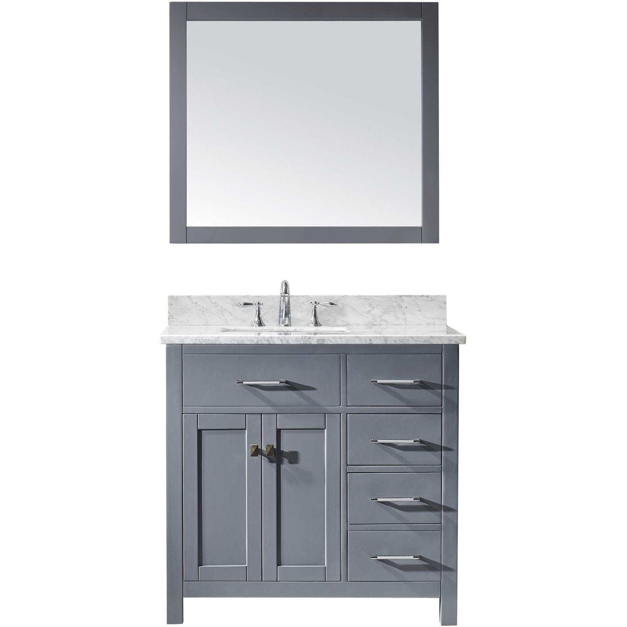 Virtu USA Caroline Parkway 36" Single Bathroom Vanity Cabinet Set in Grey