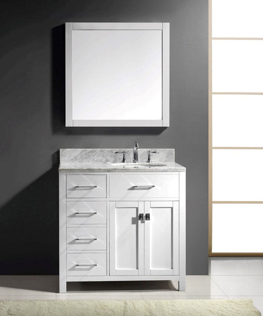 Virtu USA Caroline Parkway 36" Single Bathroom Vanity Set in White