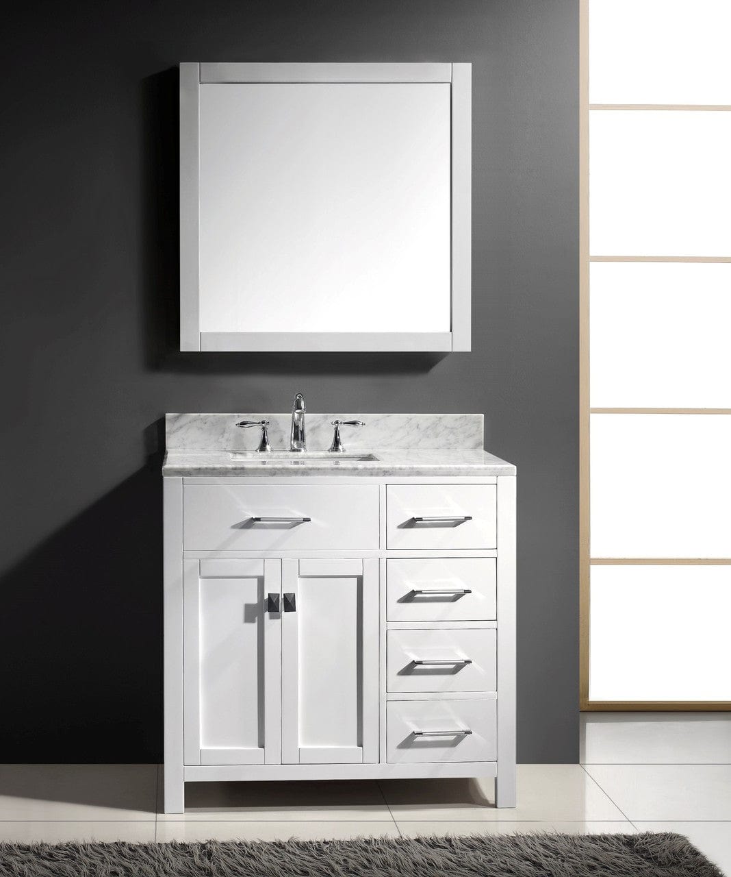 Virtu USA Caroline Parkway 36" Single Bathroom Vanity Cabinet Set in White
