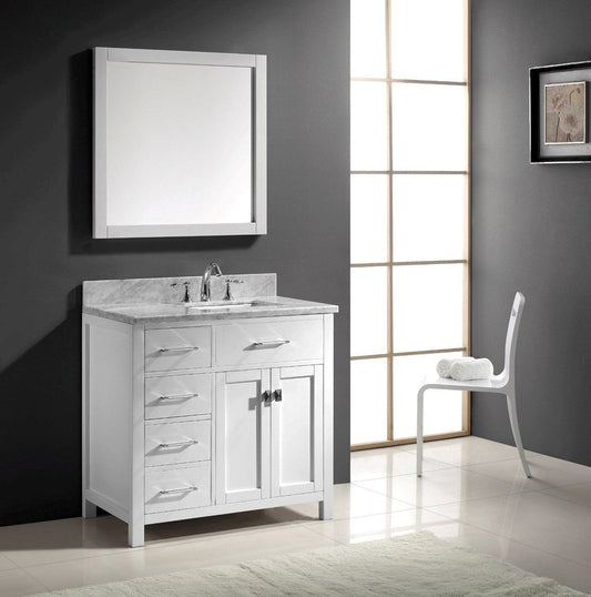 Virtu USA Caroline Parkway 36" Single Bathroom Vanity Set in White