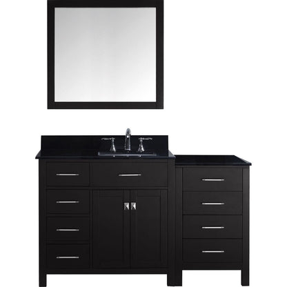 Virtu USA Caroline Parkway 57" Single Bathroom Vanity Set in Espresso w/ Black Galaxy Granite Counter-Top | Square Basin