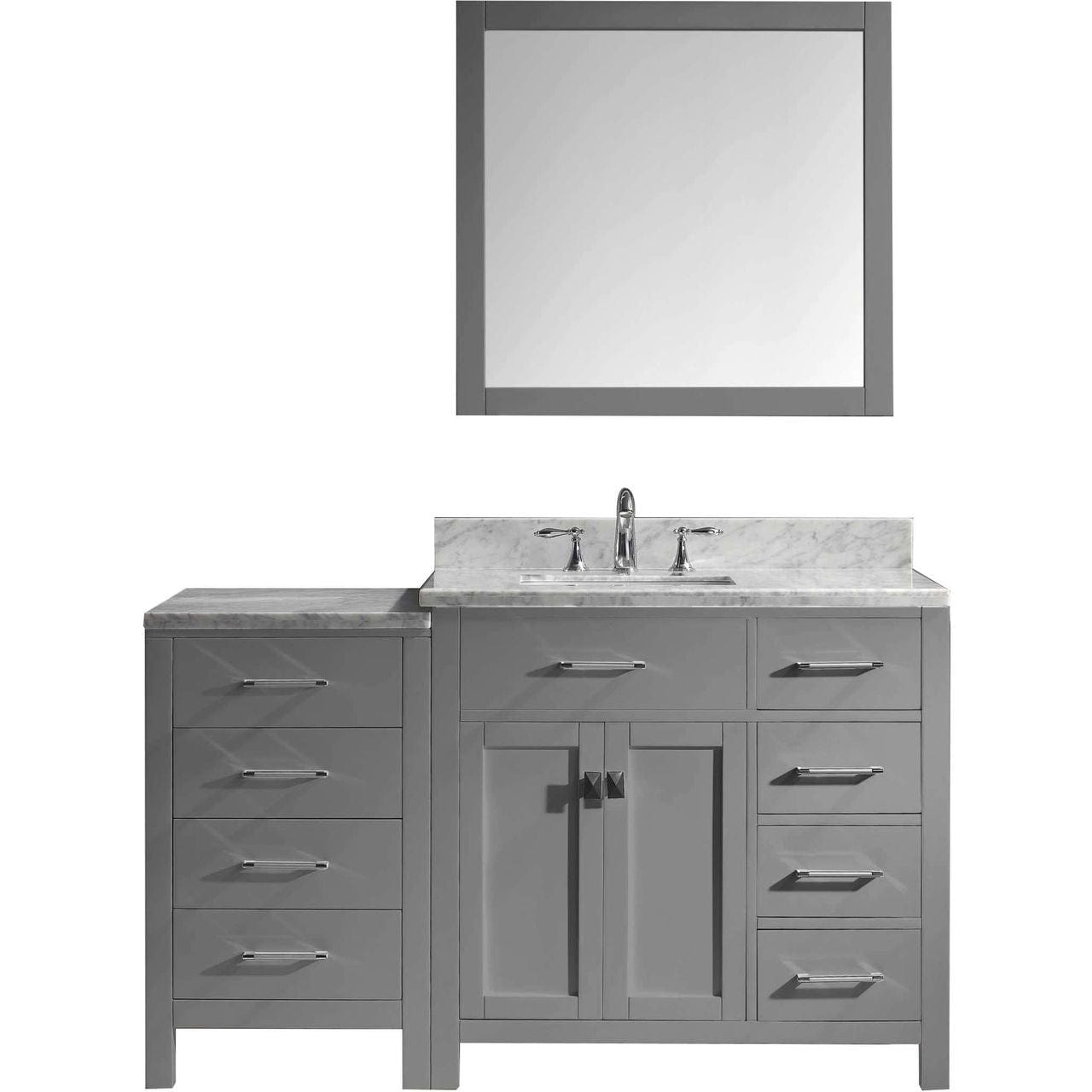 Virtu USA Caroline Parkway 57" Single Bathroom Vanity Cabinet Set in Grey