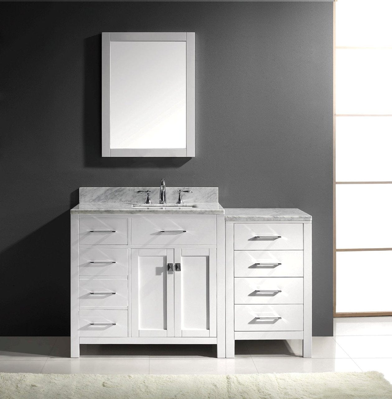 Virtu USA Caroline Parkway 57" Single Bathroom Vanity Set in White