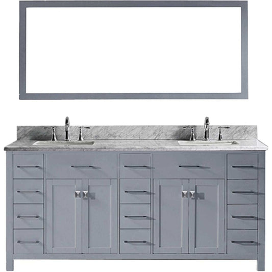 Virtu USA Caroline Parkway 72" Double Bathroom Vanity Cabinet Set in Grey