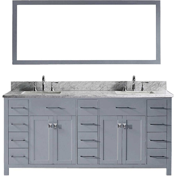 Virtu USA Caroline Parkway 72 Double Bathroom Vanity Cabinet Set in Grey