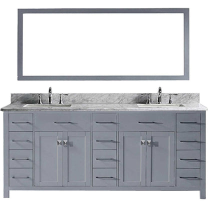Virtu USA Caroline Parkway 78" Double Bathroom Vanity Cabinet Set in Grey