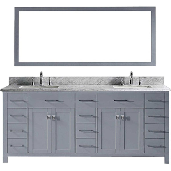 Virtu USA Caroline Parkway 78 Double Bathroom Vanity Cabinet Set in Grey