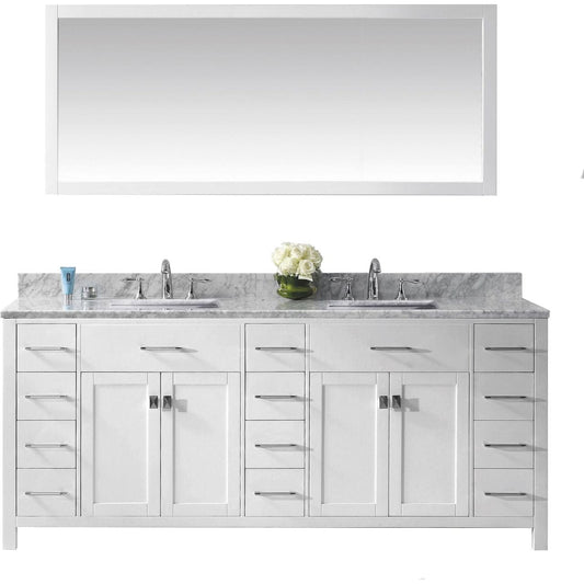 Virtu USA Caroline Parkway 78" Double Bathroom Vanity Set in White