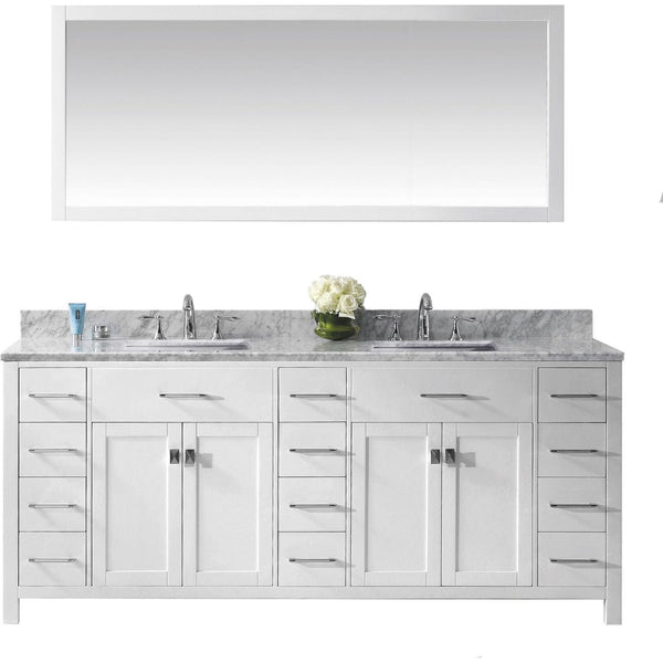 Virtu USA Caroline Parkway 78 Double Bathroom Vanity Set in White
