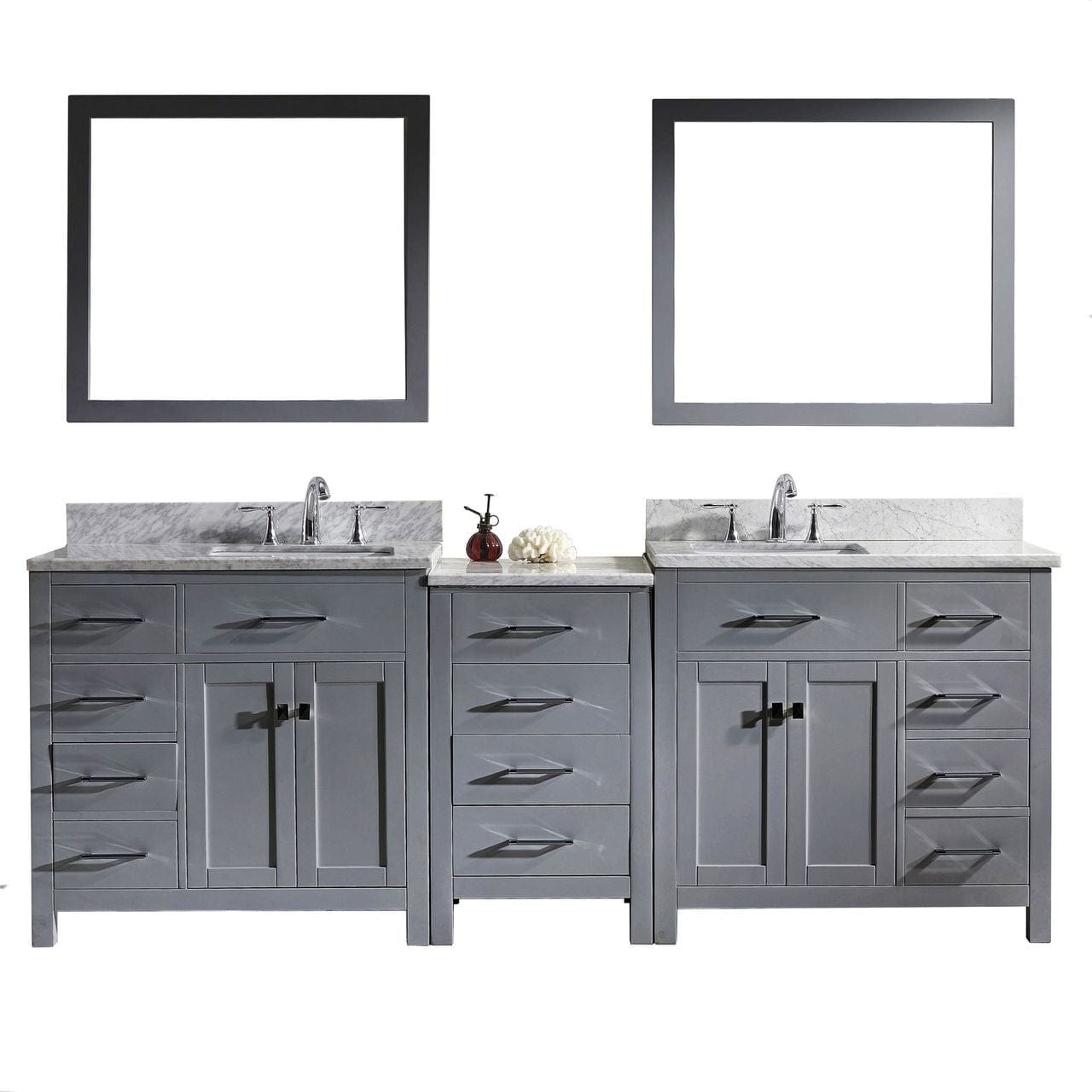 Virtu USA Caroline Parkway 93" Double Bathroom Vanity Cabinet Set in Grey