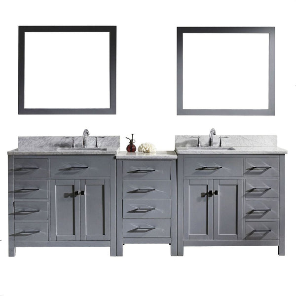 Virtu USA Caroline Parkway 93 Double Bathroom Vanity Cabinet Set in Grey