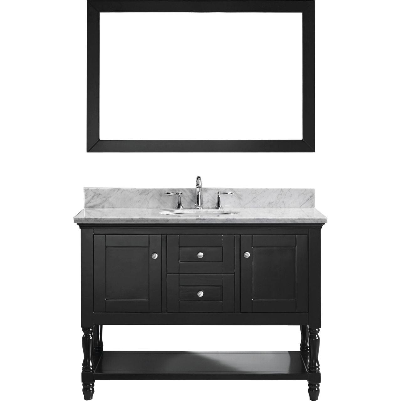 Virtu USA Julianna 48" Single Bathroom Vanity Set in Espresso w/ Italian Carrara White Marble Counter-Top | Round Basin
