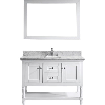 Virtu USA Julianna 48" Single Bathroom Vanity Set in White w/ Italian Carrara White Marble Counter-Top | Round Basin