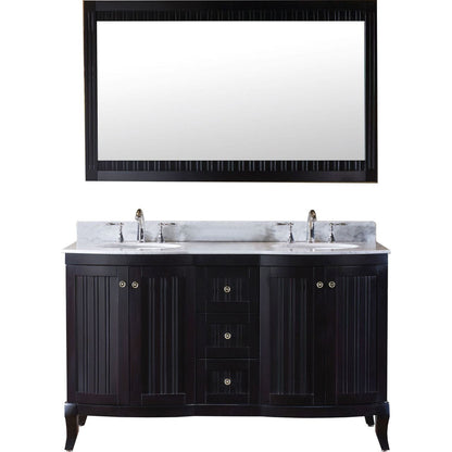Virtu USA Khaleesi 60" Double Bathroom Vanity Cabinet Set in Espresso