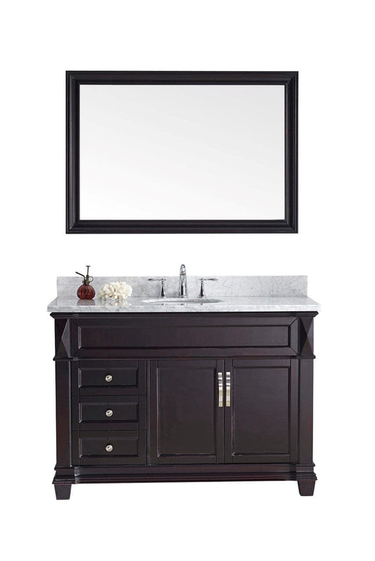 Virtu USA Victoria 48" Single Bathroom Vanity Set in Espresso w/ Italian Carrara White Marble Counter-Top