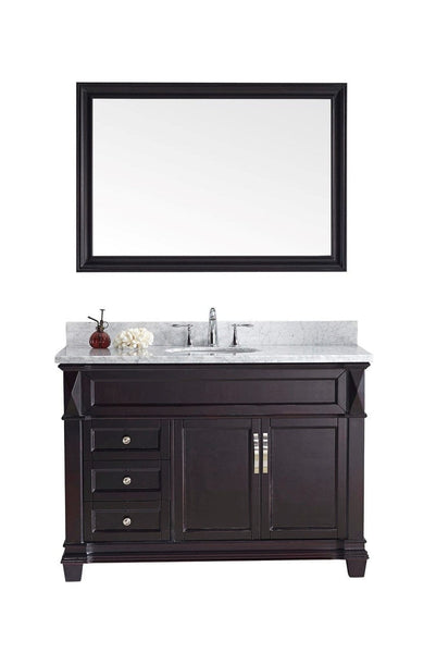 Virtu USA Victoria 48 Single Bathroom Vanity Set in Espresso w/ Italian Carrara White Marble Counter-Top