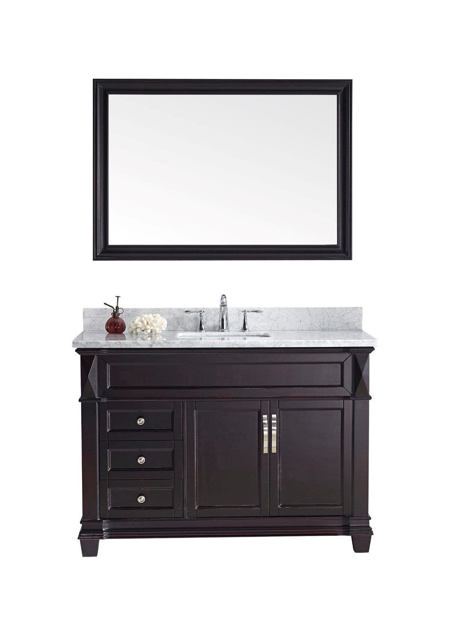 Virtu USA Victoria 48" Single Bathroom Vanity Set in Espresso w/ Italian Carrara White Marble Counter-Top