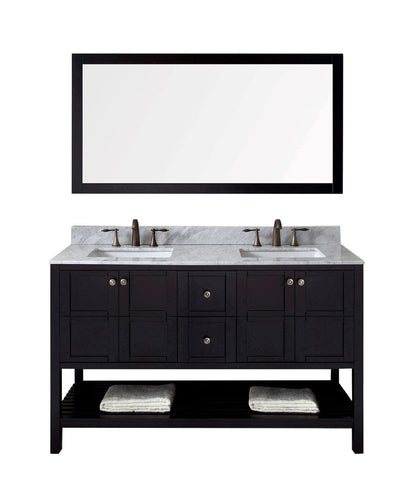 Virtu USA Winterfell 60" Double Bathroom Vanity Cabinet Set in Espresso