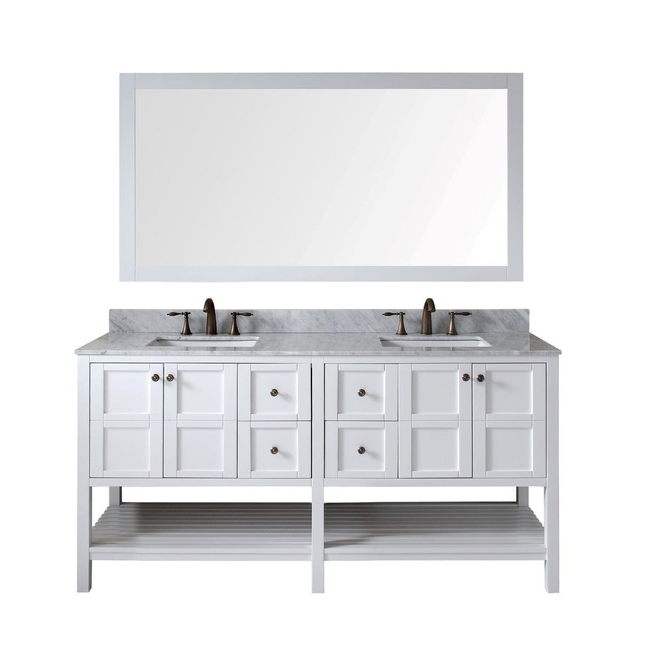 Virtu USA Winterfell 72" Double Bathroom Vanity Cabinet Set in White