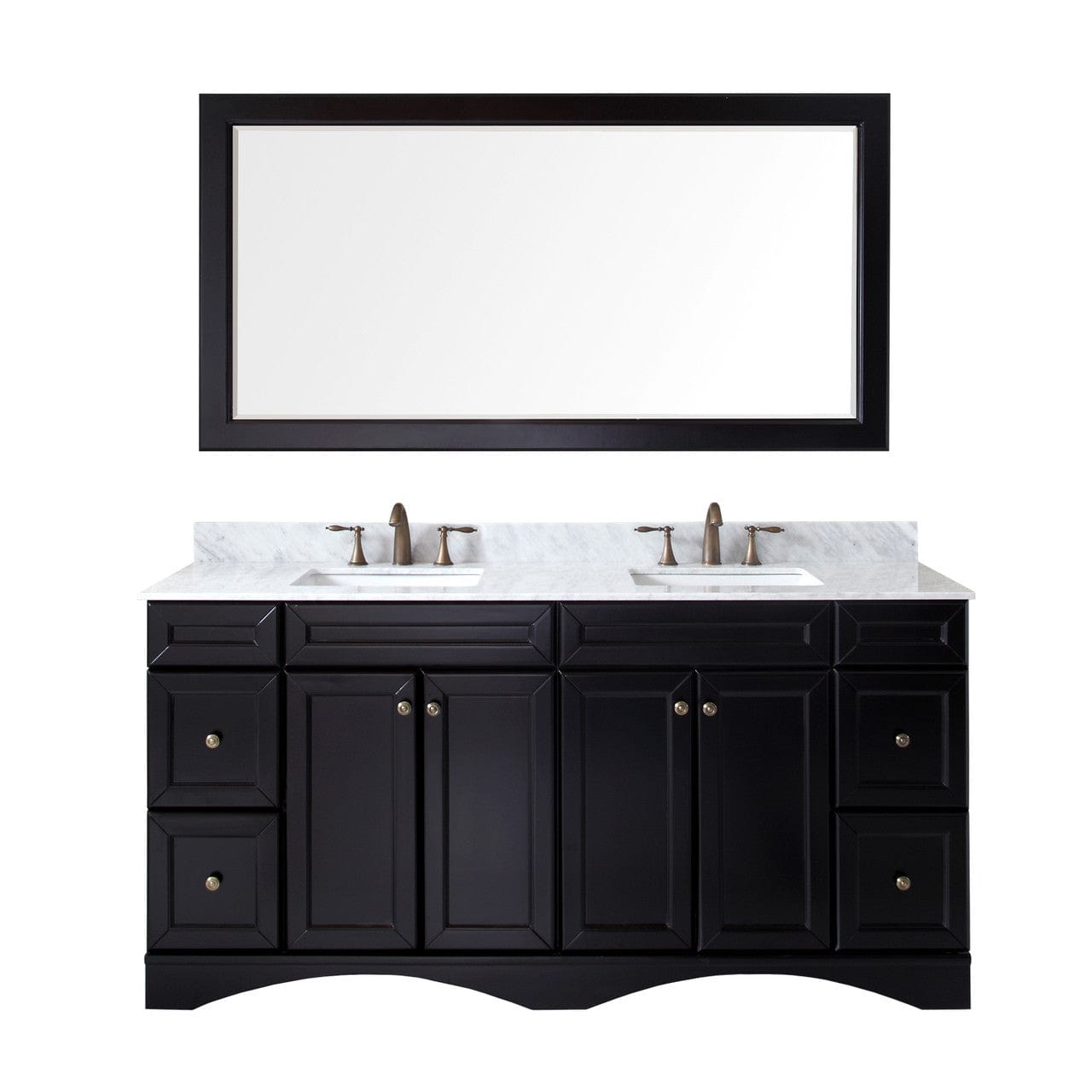 Virtu USA Talisa 72" Double Bathroom Vanity Set in Espresso w/ Italian Carrara White Marble Counter-Top | Square Basin
