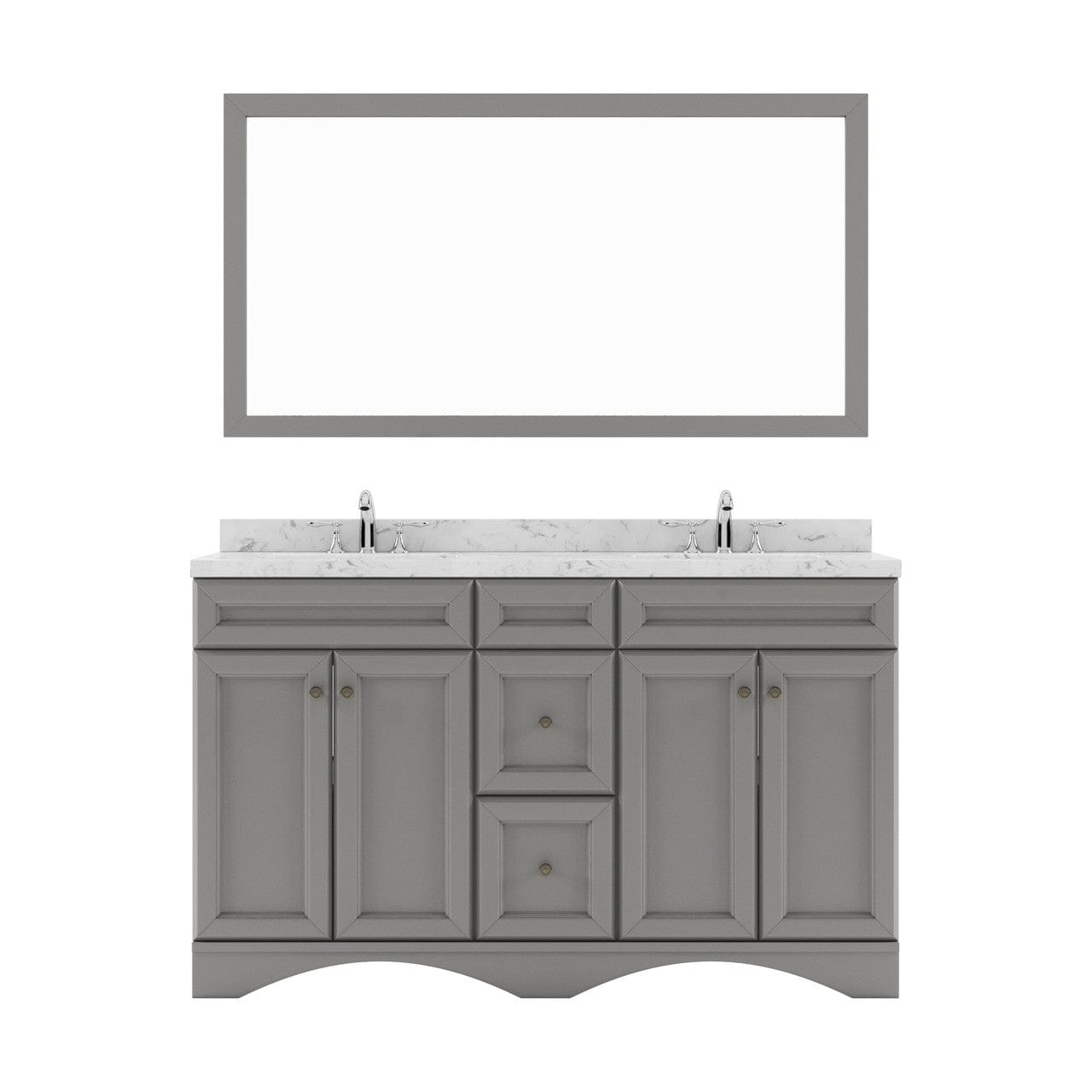 Talisa 60" Double Bath Vanity in Gray with Cultured Marble Quartz Top white background