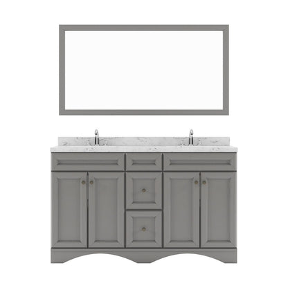 Talisa 60" Double Bath Vanity in Gray with Cultured Marble Quartz Top white background